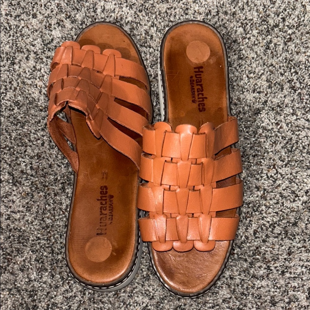 Huaraches by BearPaw Brown Woven Leather Sandals